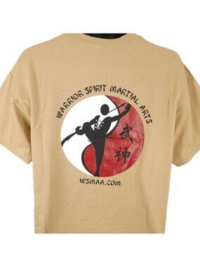 Vintage Kenpo Karate T Shirt Mens Size Large Beige Y2K Warrior Spirit Las Vegas